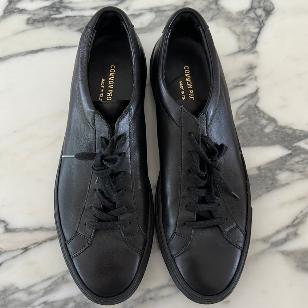 Common Projects Black Leather Low-Top Sneakers